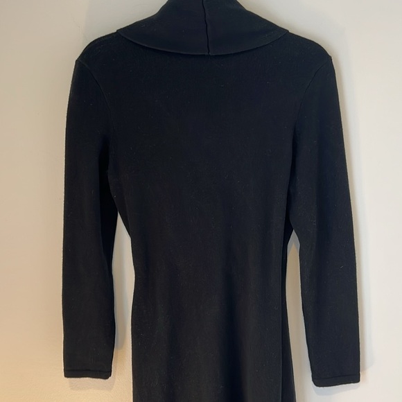 Chaps Womens Knit Wrap Black Sweater Dress Belted Adjustable Knee Length Large - Picture 13 of 16